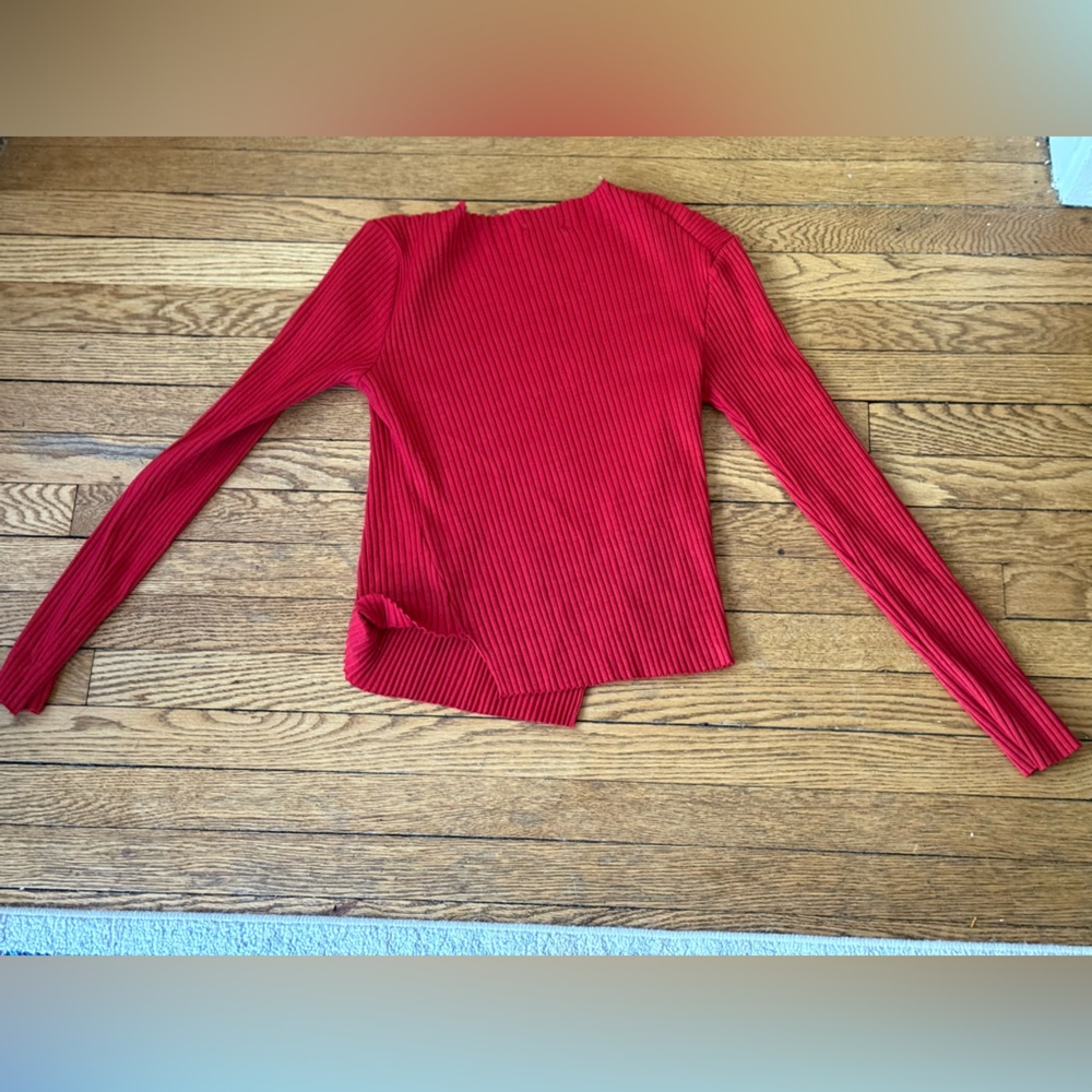 rag & bone Red Ribbed Sweater - Size Small - Picture 3 of 6